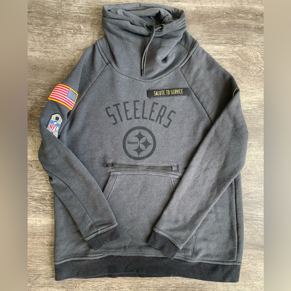 Pittsburgh Steelers NFL Salute To Service Nike Team Gray Pullover Sweatshirt MED